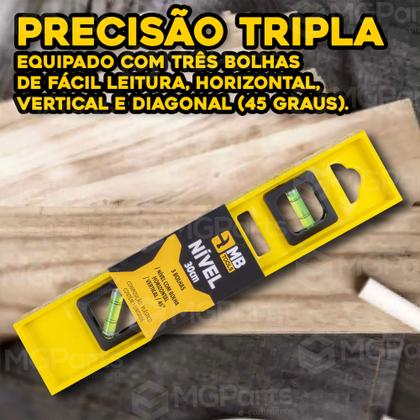 Imagem de Nível Régua 3 Bolhas 50cm Profissional ABS De Prumo Medição Nivelador Pronta Entrega