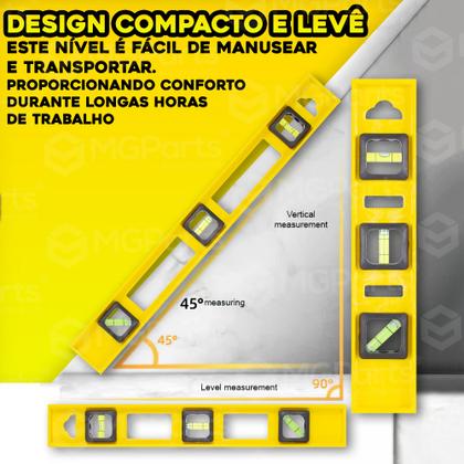 Imagem de Nível Régua 3 Bolhas 50cm Profissional ABS De Prumo Medição Nivelador Pronta Entrega