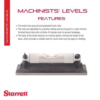 Imagem de Nível Starrett 98-4 100mm para maquinistas com frasco principal moído