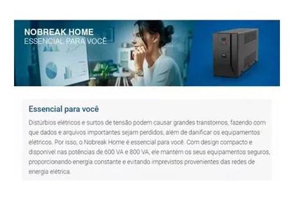 Imagem de Nobreak Home Estabilizador 600Va Bivolt 6 Tomadas 60HZ 30min Weg Preto 15002058 Office Bateria Selada