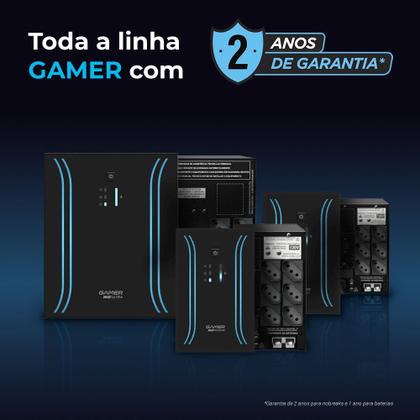 Imagem de Nobreak NHS Gamer Power Senoidal 91.G0.014000 Entrada Bivolt Saída 120V (2bat.9Ah/Prot.Eth/USB)