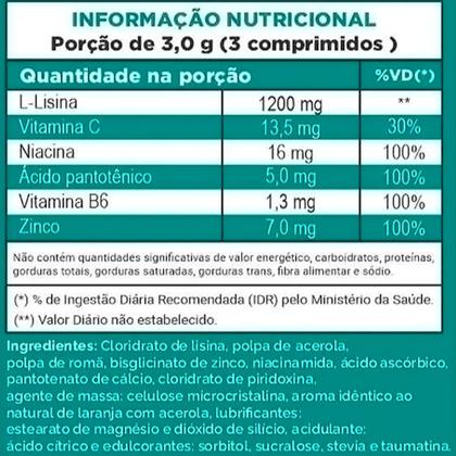 Imagem de Noherps Lisina Vit C B3 B5 B6 - 90 Comp. - Unilife