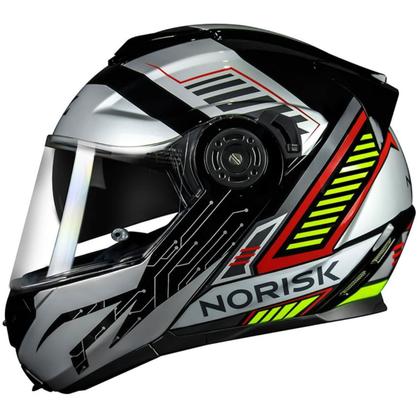 Imagem de Norisk capacete route ff345 charge preto/cinza/vermelho n62/xl motoqueiro motociclista masculino feminino robocop