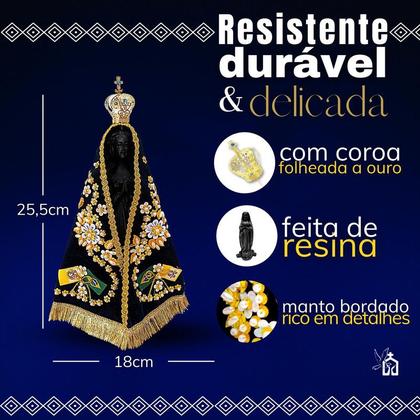 Imagem de Nossa Senhora Aparecida Original Resina Com Manto Coroa 25cm