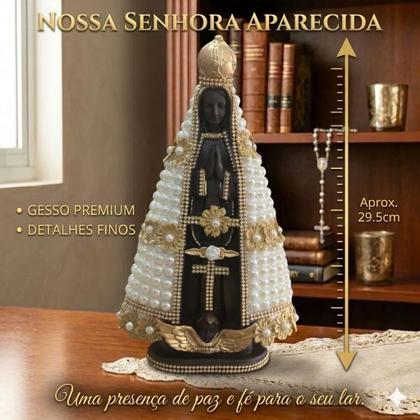 Imagem de Nossa Senhora Aparecida Perolada Gesso Premium Branco