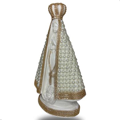 Imagem de Nossa Senhora Aparecida Pérolas Strass Rica Em Detalhes 25cm