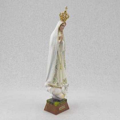 Imagem de Nossa Senhora de Fatima Portugal Olho de Vidro Resina 21 cm