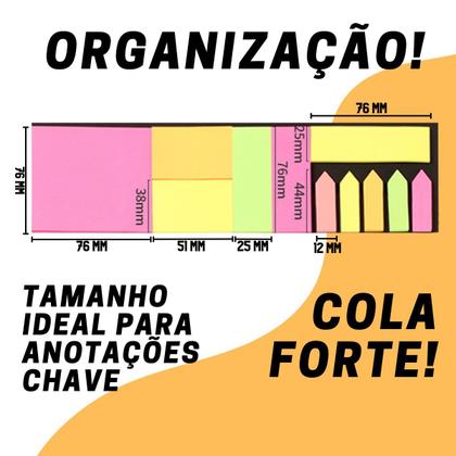 Imagem de Notas Autocolantes kit com 11 Peças de 20 Folhas Cada Colorido Vários Tamanhos