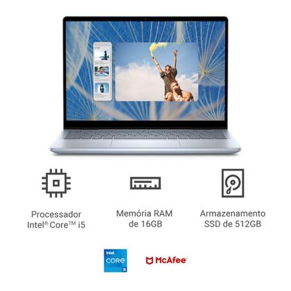 Imagem de Notebook 2 em 1 Dell Inspiron 2IN1-I51334U-M31 14" FHD+ Touch Intel Core i5 16GB 512GB SSD Windows 11 Prata Gelo