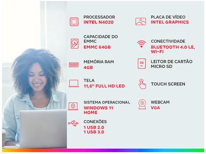 Imagem de Notebook 2 em 1 Positivo DUO Intel N4020 4GB 