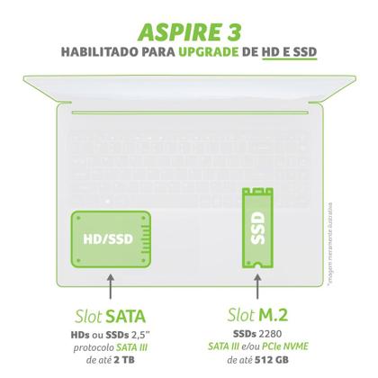 Imagem de Notebook Acer Aspire 3 A315-56-34A9 Intel Core I3 Windows 10 Home 8GB 1TB HD 15,6'