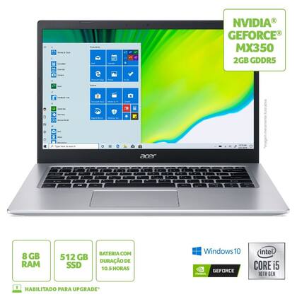 Imagem de Notebook Acer Aspire 5 A514-53G-571X Intel Core I5 Windows 10 Home 8GB 512GB SSD MX 350 14'