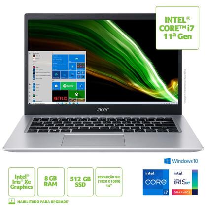 Notebook Acer Aspire 5 A514-54-719N Intel Core i7 11ª Gen Windows