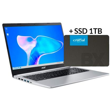 Imagem de Notebook Acer Aspire 5 A515-45-R36L AMD Ryzen 7-5700U RAM 16GB NVMe 512GB + SSD 1TB, Tela 15.6" FHD IPS, Prata - Linux