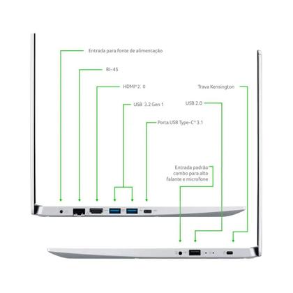 Imagem de Notebook Acer Aspire 5 A515-45-R36L AMD Ryzen 7-5700U RAM 16GB NVMe 512GB + SSD 1TB, Tela 15.6" FHD IPS, Prata - Linux
