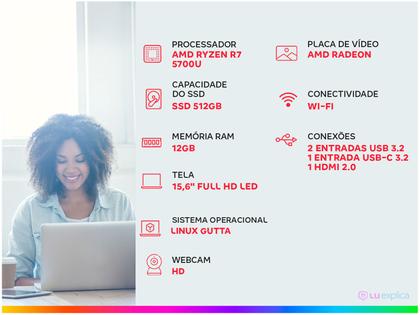 Imagem de Notebook Acer Aspire 5 A515-45-R36L AMD Ryzen R7 12GB RAM SSD 512 GB  15,6" Full HD Linux NX.AYDAL.00N