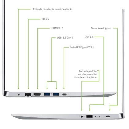 Imagem de Notebook Acer Aspire 5 A515-45-R74D AMD Ryzen 7 5700U 8GB RAM 512GB SSD AMD Radeon Graphics 15.6" Linux + UBOOK - Kit Livros Digitais Geek