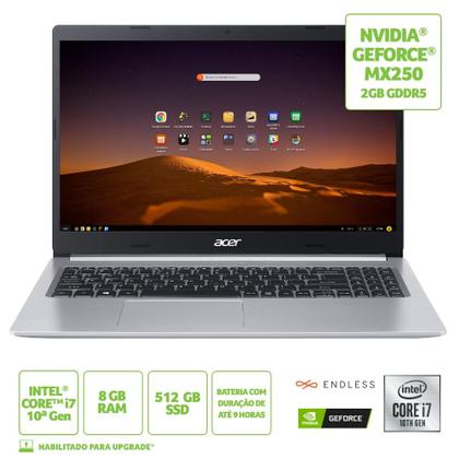 Imagem de Notebook Acer Aspire 5 A515-54G-73Y1 Intel Core I7 8GB 512GB SSD MX250 15,6' Endless Os