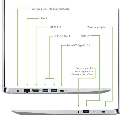 Imagem de Notebook Acer Aspire 5 AMD Ryzen 7 5700U 15.6 AMD Radeon Graphics 512GB SSD 8GB RAM Linux Gutta 64bits