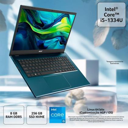 Imagem de Notebook Acer CI5 13ª 8G 256G Tela 15 polegadas Linux