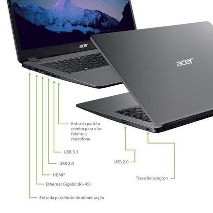 Imagem de Notebook Acer Core I3-1005G1 Aspire 3 A315 Memória de 20GB HD SSD 240GB 15,6' Windows 10 - 10ª Ger