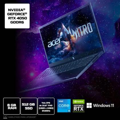 Imagem de Notebook Acer Nitro V15 Windows 11 15.6” 8 GB RAM 512 GB SSD