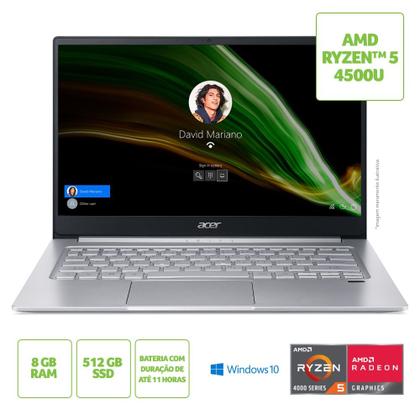 Imagem de Notebook Acer Swift 3 SF314-42-R4EQ AMD Ryzen 5 Windows 10 Home 8GB 512GB SSD 14'  - Teclado Retro iluminado