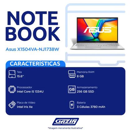 Imagem de Notebook Asus 15.6P I5-1334U W11 8GB 256GB SSD Asus