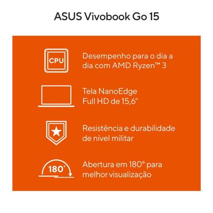 Imagem de Notebook asus 15.6p ryzen 3-7320u 4gb 128gb ssd w11 e1504fa-nj1364w preto bivolt