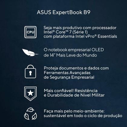 Imagem de Notebook ASUS ExpertBook B9 403CVAR Intel Core 7 150U 32GB Ram 512GB SSD Windows 11 Pro Tela 14"OLED Black - PP2134X