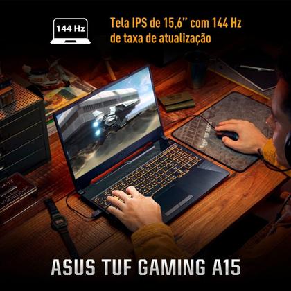 Imagem de Notebook ASUS TUF Gaming A15 FA506NCG NVIDIA RTX3050 RYZEN 7 16GB RAM 512GB SSD Linux KeepOS Tela 15.6" FHD 144Hz Black - HN298