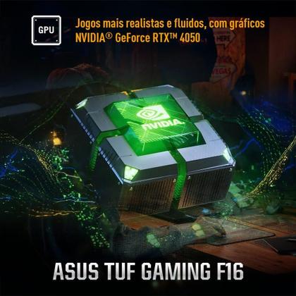 Imagem de Notebook ASUS TUF Gaming F16 FX607VU RTX4050 Intel Core 5 210H 8Gb Ram 512Gb SSD Linux KeepOS Tela Nível IPS 16" LED 144Hz Gray - RL054