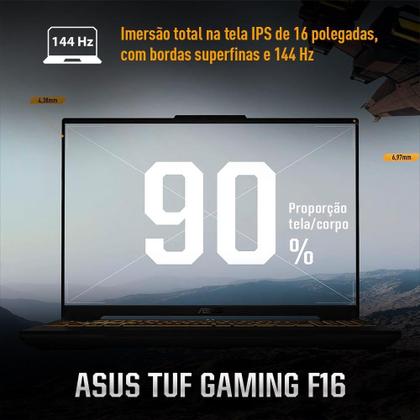Imagem de Notebook ASUS TUF Gaming F16 FX607VU RTX4050 Intel Core 5 210H 8Gb Ram 512Gb SSD Linux KeepOS Tela Nível IPS 16" LED 144Hz Gray - RL054