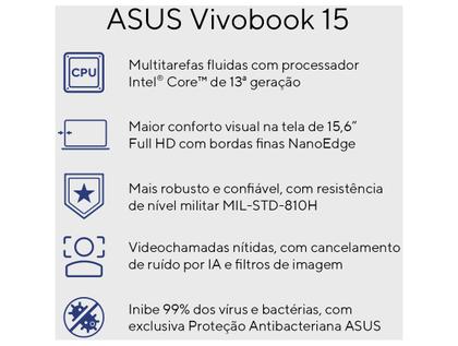 Imagem de Notebook ASUS Vivobook 15 Intel Core i5 1334U 8GB RAM 512GB SSD 15,6" Full HD Windows 11 X1504VA-NJ3957W