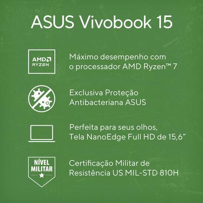 Imagem de Notebook ASUS Vivobook 15 M1502YA AMD Ryzen 7 5825U 16GB Ram 512GB SSD Linux KeepOS 15,6" FHD Cool Silver - NJ612