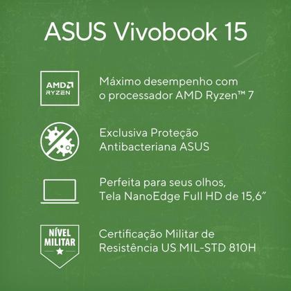 Imagem de Notebook ASUS Vivobook 15 M1502YA AMD Ryzen 7 5825U 16GB Ram 512GB SSD Windows 11 Home Tela 15.6" LED FHD Silver - NJ655W