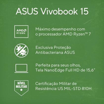 Imagem de Notebook ASUS Vivobook 15 M1502YA AMD Ryzen 7 5825U 8GB RAM 512 GB SSD Windows 11 Home 15,6" LCD LED FHD nível IPS Cool Silver BQ966W