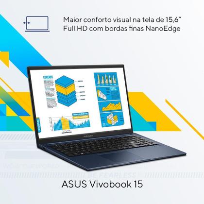Imagem de Notebook ASUS Vivobook 15 X1504VA Intel Core i5 1334U 16GB Ram 512GB SSD Windows 11 Home Tela 15,6" LED FHD Blue - NJ1745W