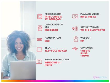 Imagem de Notebook ASUS Vivobook 15 X1504VA-NJ1738W Core i5 1334U 8GB RAM 256GB SSD 15,6" Full HD W11 Home