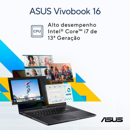 Imagem de Notebook ASUS Vivobook 16 X1605VA Intel Core i7 1355U 8GB Ram 512GB SSD Windows 11 Home Tela 16" FHD Silver - MB741W