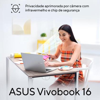 Imagem de Notebook ASUS VivoBook 16 X1607QA Qualcomm Snapdragon X1 26 100 16GB Ram 512GB SSD Windows 11 Home Tela 16” FHD Silver - MB062W