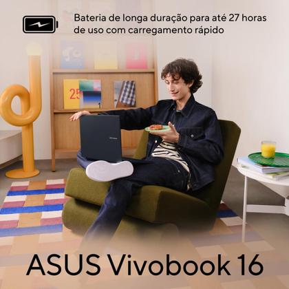 Imagem de Notebook ASUS Vivobook 16 X1607QA SNAPDRAGON X1 26 100 16Gb Ram 1TB SSD Windows 11 Home Tela 16" FHD Silver - MB092W