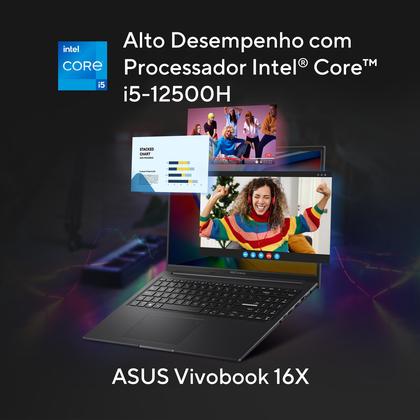 Imagem de Notebook ASUS Vivobook 16X K3605ZF RTX 2050 Intel Core i5 12500H 8Gb Ram 512Gb SSD Windows 11  FHD 16" Preto - N1420W
