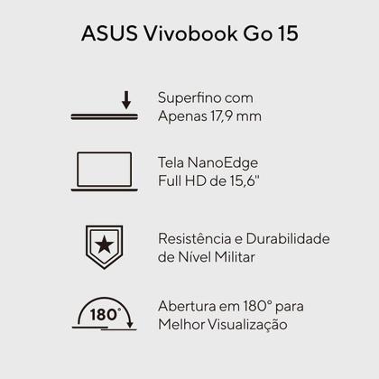 Imagem de Notebook ASUS Vivobook Go 15 Intel Core i3 4GB 128GB SSD