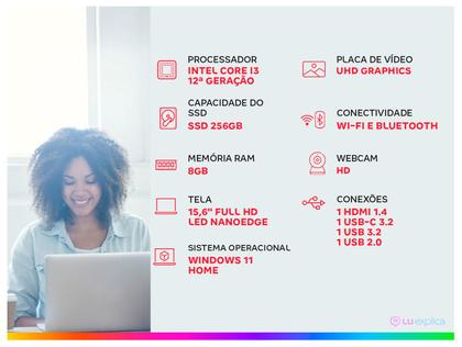 Imagem de Notebook ASUS Vivobook Go 15 Intel Core i3 8GB RAM