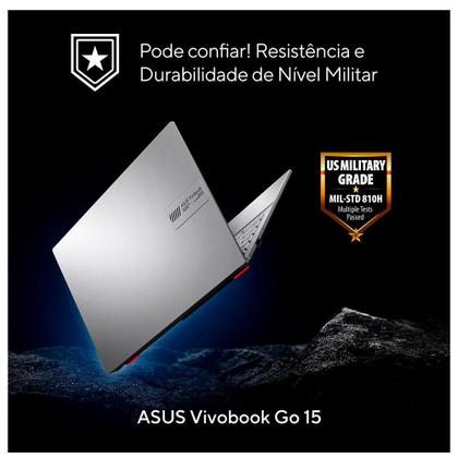Imagem de Notebook Asus Vivobook Go 15, Intel Core i3-N305, 8GB/512 SSD W11 Home Tela 15.6" FHD, Cool Silver - E1504GA-NJ435W