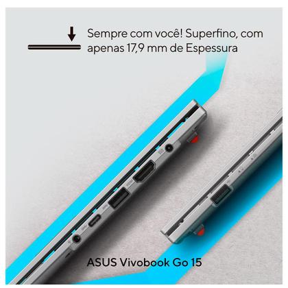 Imagem de Notebook Asus Vivobook Go 15, Intel Core i3-N305, 8GB/512 SSD W11 Home Tela 15.6" FHD, Cool Silver - E1504GA-NJ435W