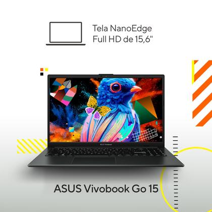 Imagem de Notebook ASUS Vivobook Go E1504FA AMD Ryzen 5 7520U 8GB Ram 256GB SSD Linux KeepOS Tela 15,6" FHD Black - NJ731