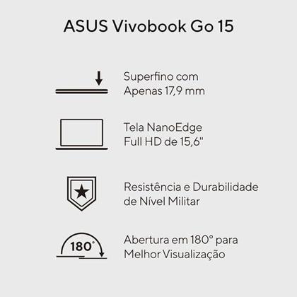 Imagem de Notebook ASUS Vivobook Go Intel Core i3 N305 8GB Ram 256GB SSD Windows 11 E1504GA - NJ434W