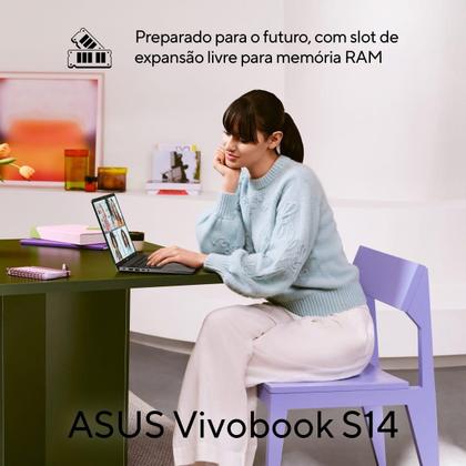 Imagem de Notebook ASUS Vivobook S14 M3407HA AMD Ryzen 7 260 16GB RAM 512GB SSD Windows 11 Home 14" LCD LED Nível IPS Cool Silver LY177W